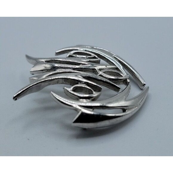 Norman Bel Geddes Brooch Pin Silver Tone Flow Of Motion Signed Estate Rare 1950s - Picture 7 of 16